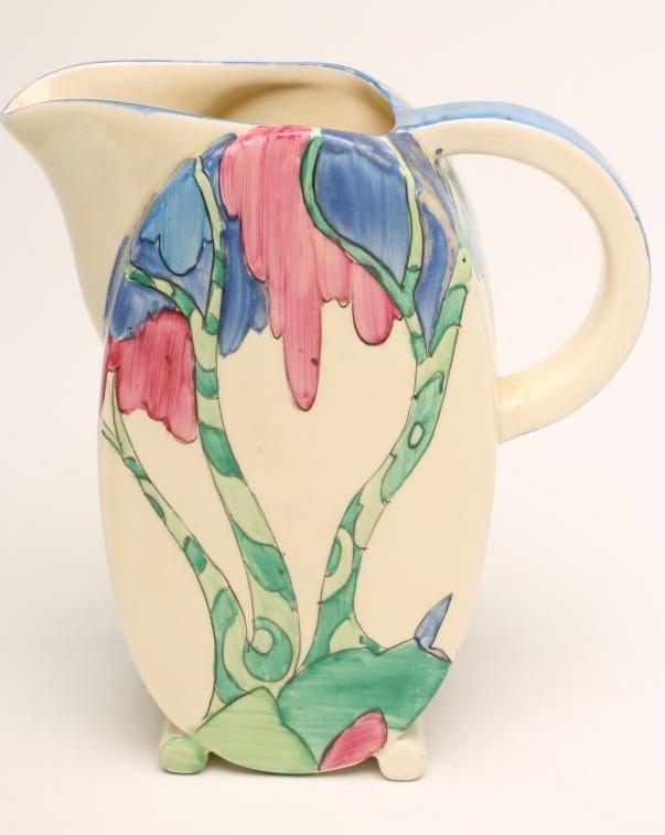 A CLARICE CLIFF NEWPORT POTTERY BIZARRE "BONJOUR" JUG Image
