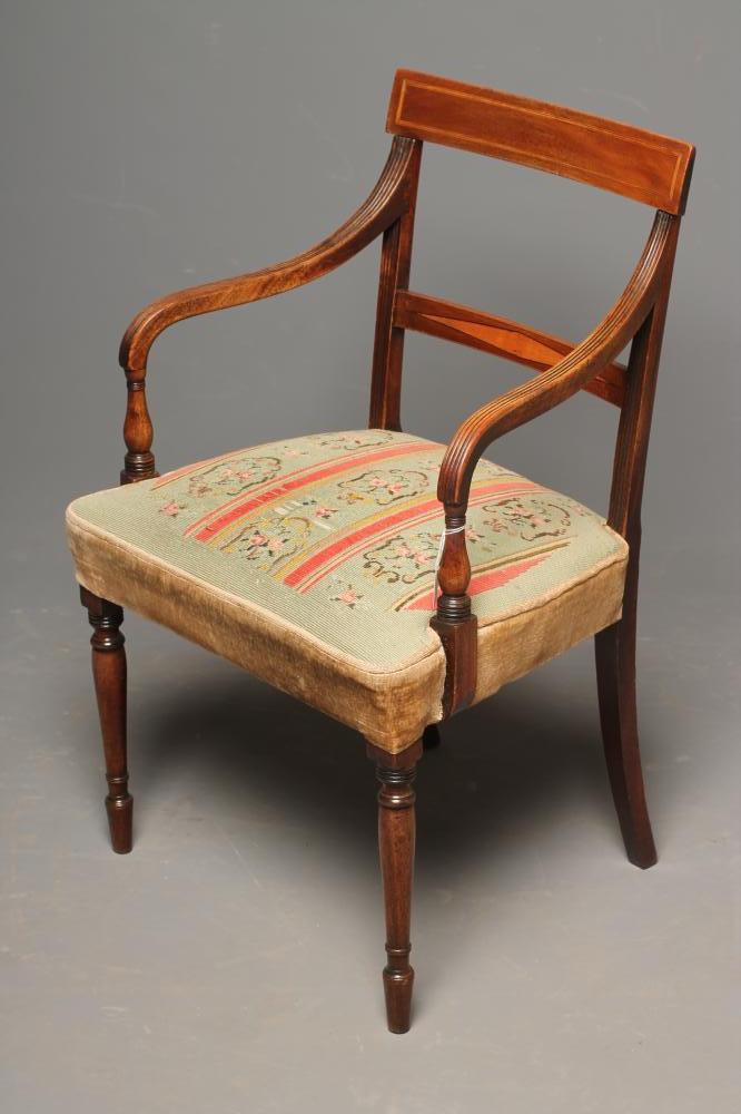 A GEORGIAN MAHOGANY DINING ELBOW CHAIR Image