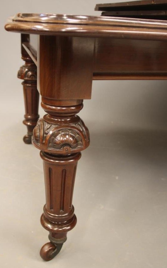 A VICTORIAN MAHOGANY EXTENDING DINING TABLE of rounded oblong form with two separate leaves and Image