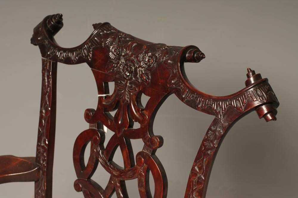 A GEORGIAN ROCOCO STYLE MAHOGANY ELBOW CHAIR Image