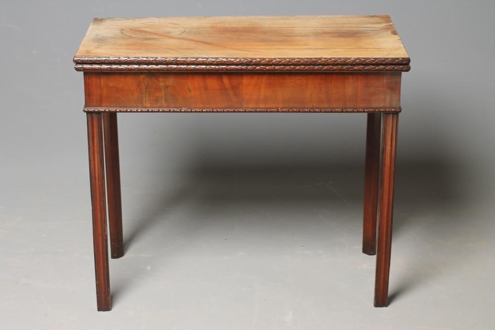 A GEORGIAN MAHOGANY CONCERTINA ACTION FOLDING CARD TABLE Image