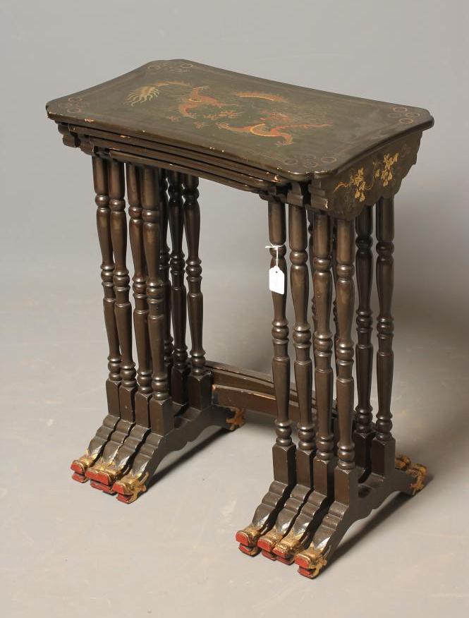 A CHINESE QUARTETTO NEST OF LACQUERED TABLES Image