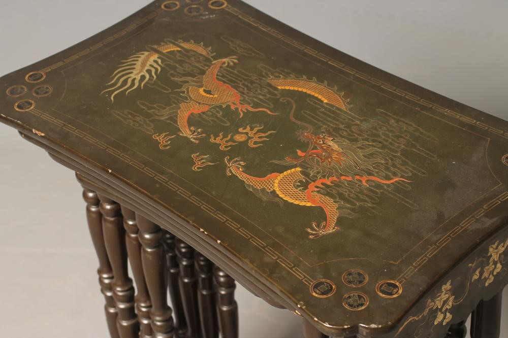 A CHINESE QUARTETTO NEST OF LACQUERED TABLES Image