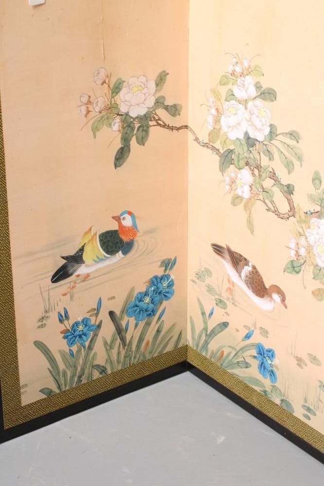 A CHINESE EBONISED FOUR FOLD SCREEN Image