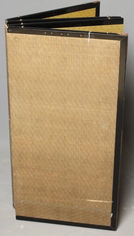 A CHINESE EBONISED FOUR FOLD SCREEN Image