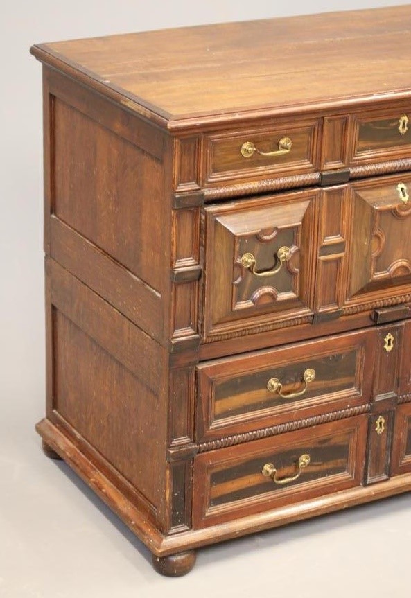 AN OAK GEOMETRICALLY MOULDED CHEST of 17th century design Image
