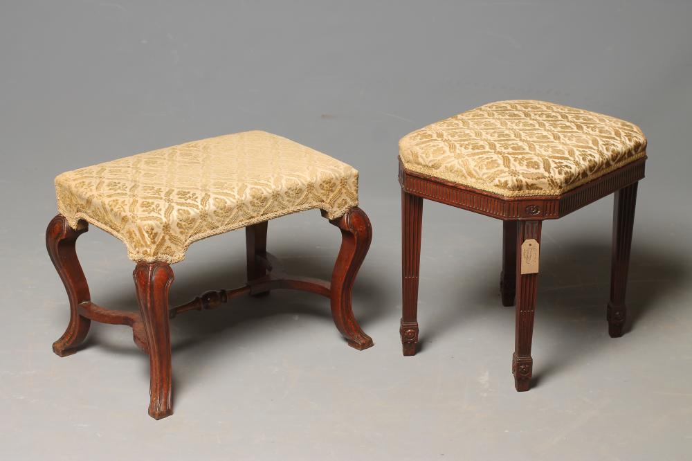 A WALNUT FRAMED STOOL Image