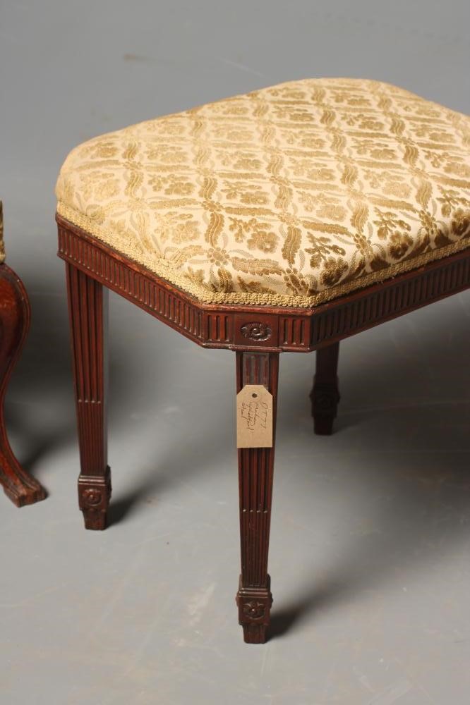 A WALNUT FRAMED STOOL Image