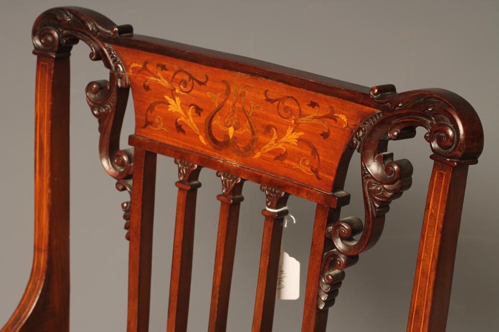A LADY'S MAHOGANY FRAMED ELBOW CHAIR Image