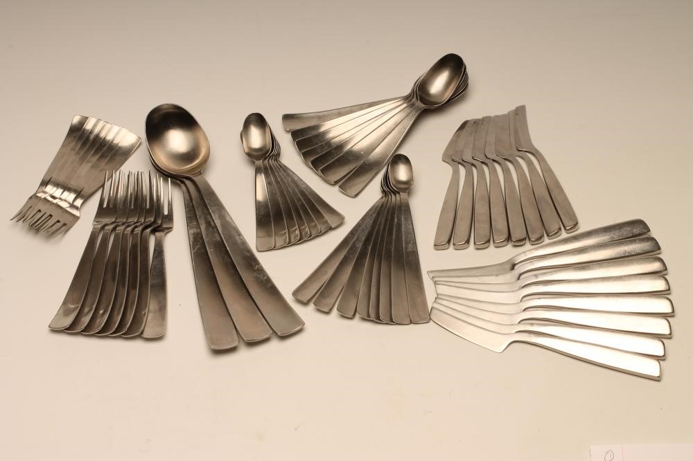 A DANISH LUNDTOFTE STAINLESS STEEL TABLE SERVICE Image