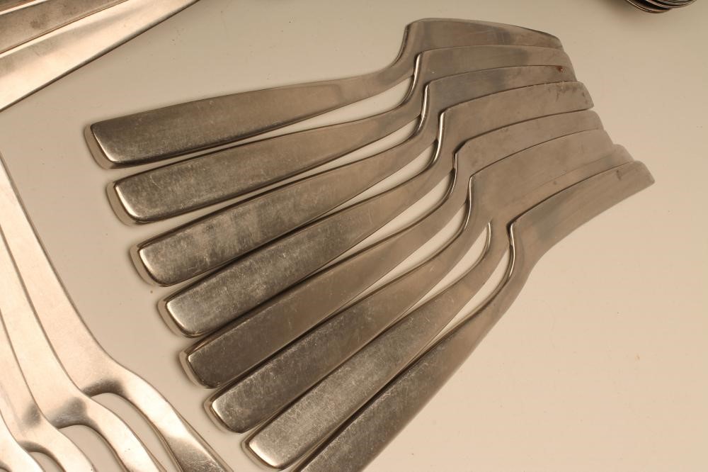 A DANISH LUNDTOFTE STAINLESS STEEL TABLE SERVICE Image