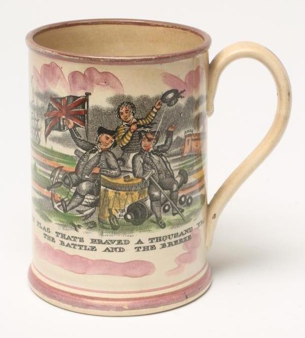 AN EARLY VICTORIAN SUNDERLAND LUSTRE POTTERY FROG MUG of cylindrical form Image