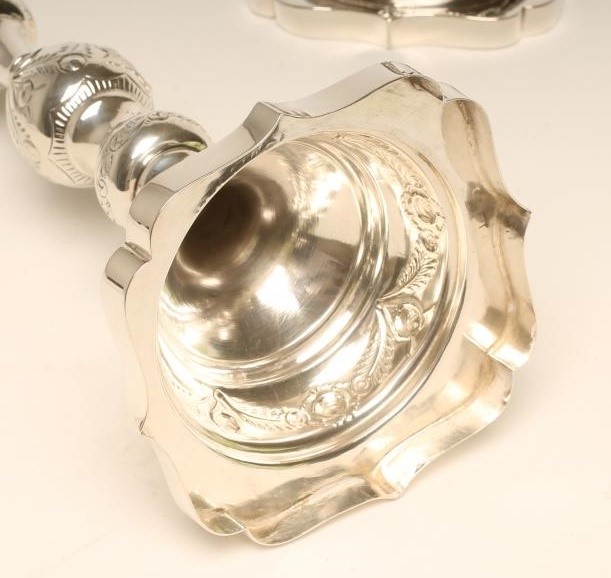 A PAIR OF SILVER SHABBAT CANDLESTICKS Image