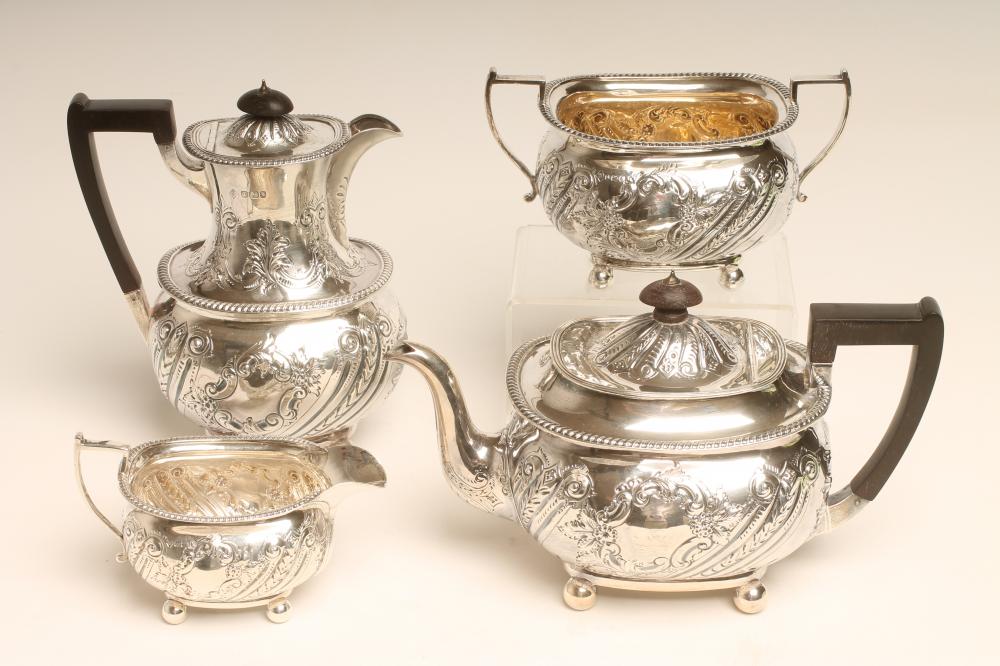 A LATE VICTORIAN FOUR PIECE SILVER TEA SERVICE Image