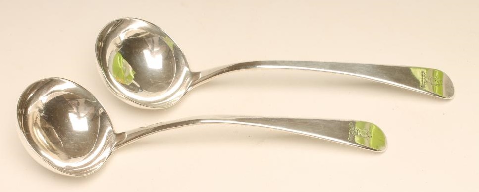 A PAIR OF GEORGE III SILVER SAUCE LADLES Image