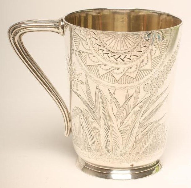 A VICTORIAN SILVER AESTHETIC MOVEMENT CHRISTENING MUG Image
