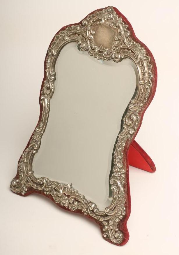 AN EDWARDIAN SILVER EASEL BACK MIRROR Image