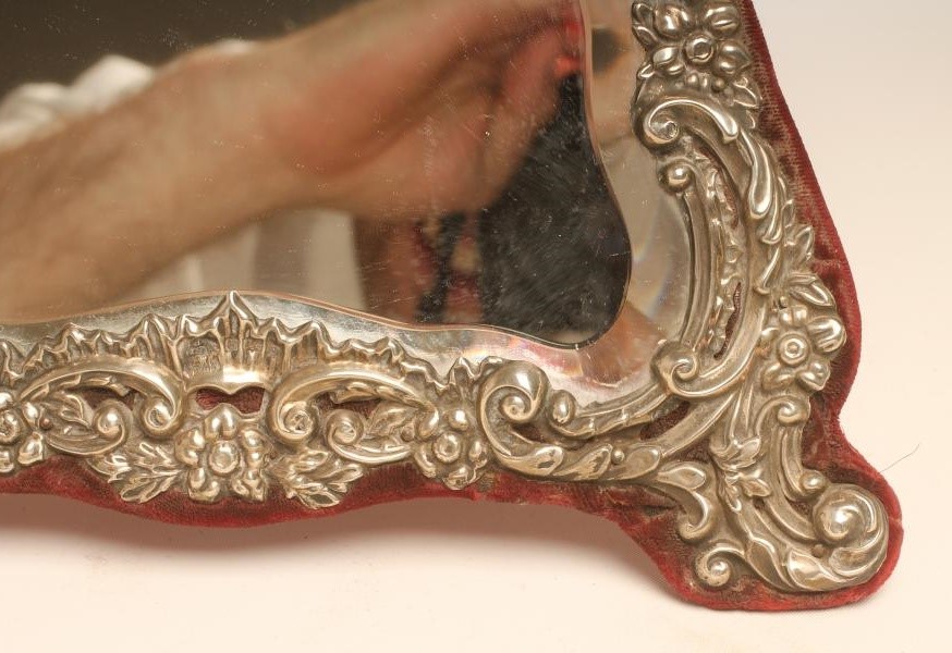 AN EDWARDIAN SILVER EASEL BACK MIRROR Image