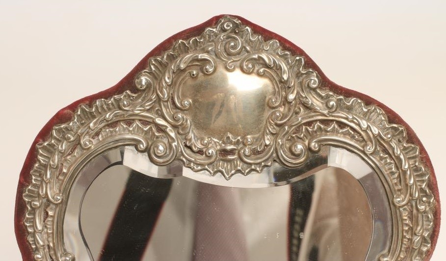 AN EDWARDIAN SILVER EASEL BACK MIRROR Image