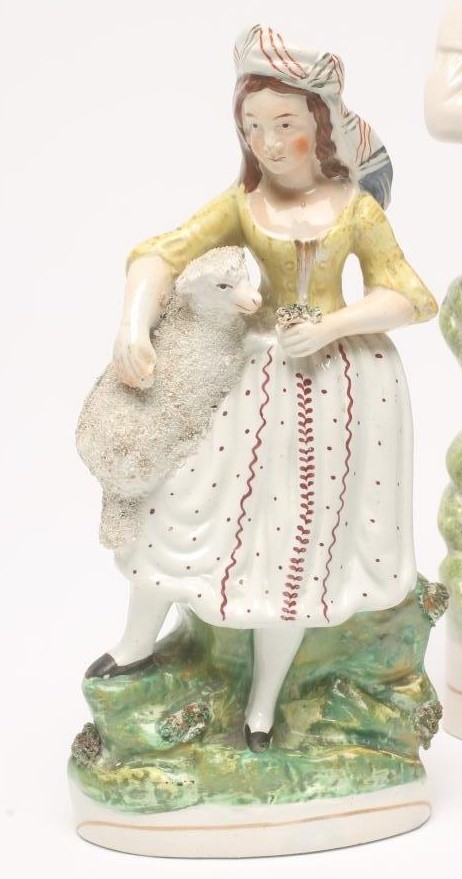 THREE STAFFORDSHIRE POTTERY FLATBACK FIGURES Image