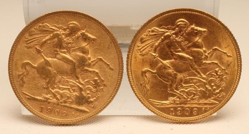 TWO EDWARD VII SOVEREIGNS Image