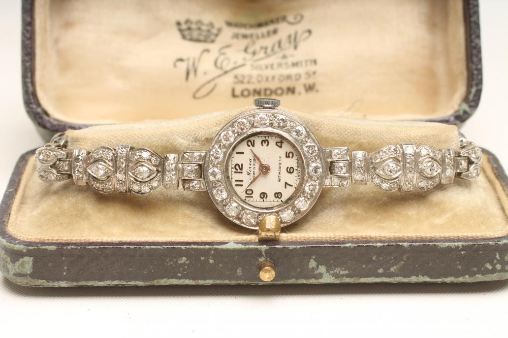A LADY'S ART DECO DIAMOND COCKTAIL WATCH Image