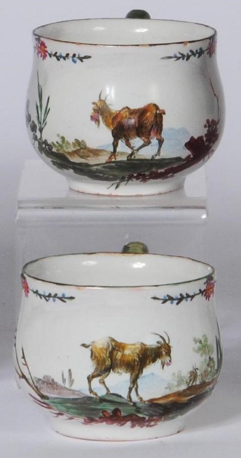A PAIR OF FAIENCE CUSTARD CUPS Image