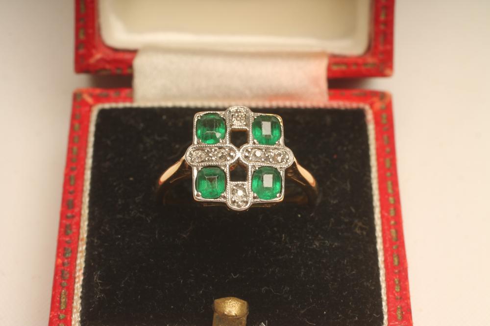 AN ART DECO EMERALD AND DIAMOND DRESS RING Image