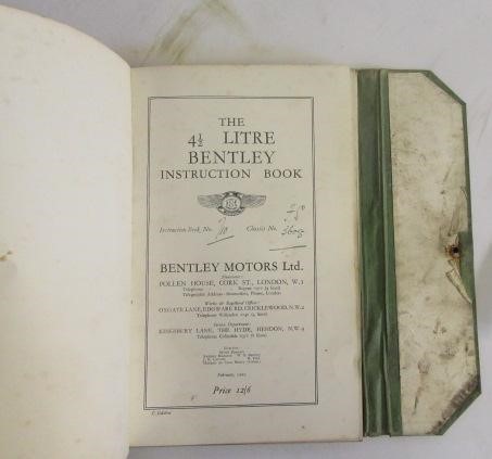 THE 4 1/2 LITRE BENTLEY INSTRUCTION BOOK Image