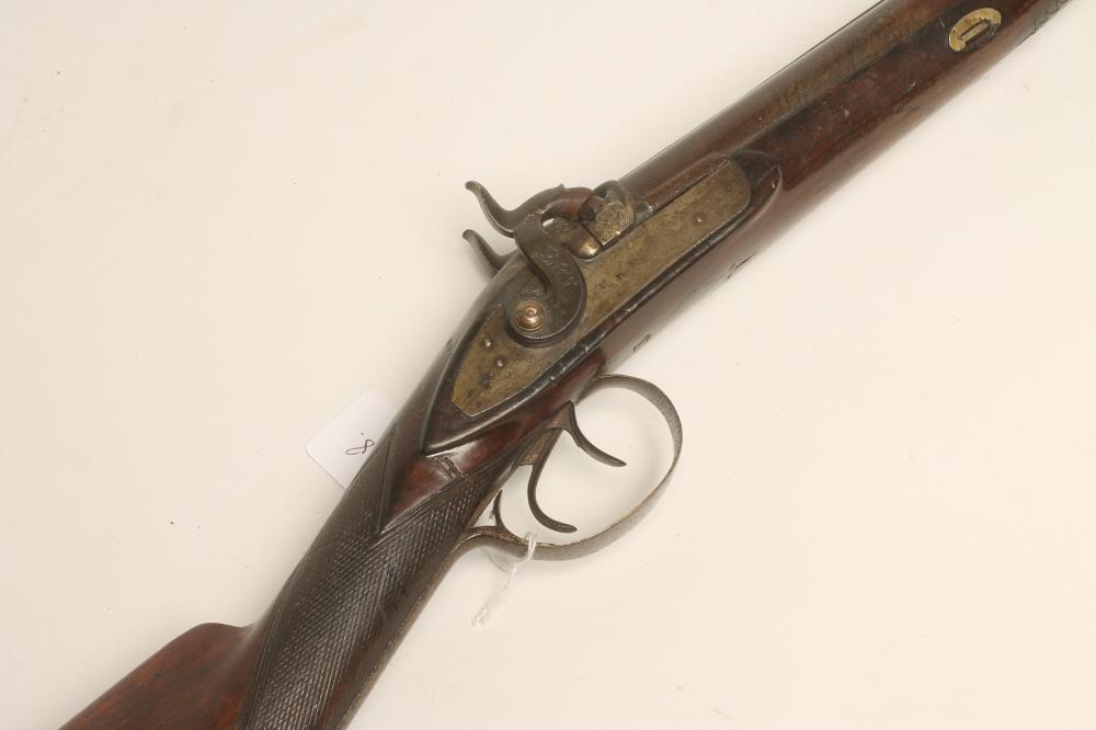 A DOUBLE BARRELLED PERCUSSION SHOTGUN Image