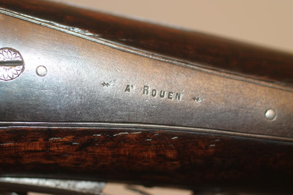 A FRENCH PINFIRE DOUBLE BARRELLED SHOTGUN Image