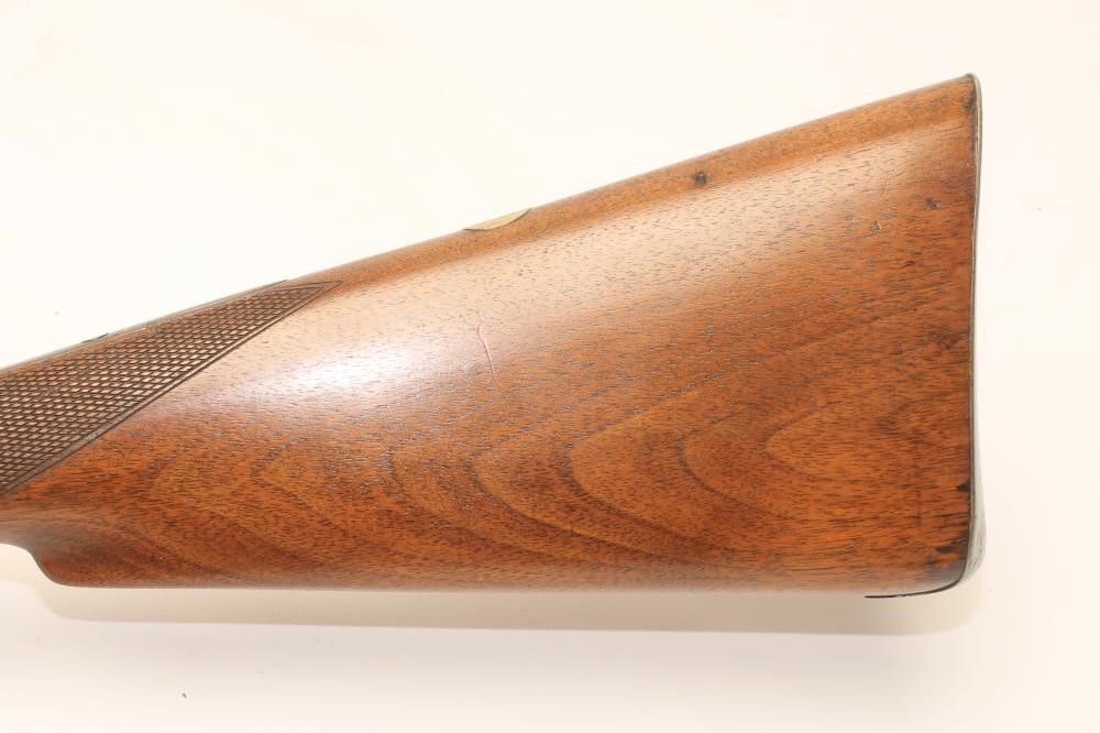 A PERCUSSION DOUBLE BARRELLED SPORTING SHOTGUN Image