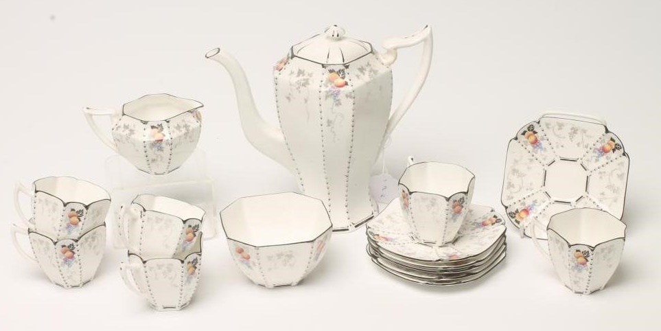 A SHELLEY CHINA QUEEN ANN COFFEE SERVICE Image