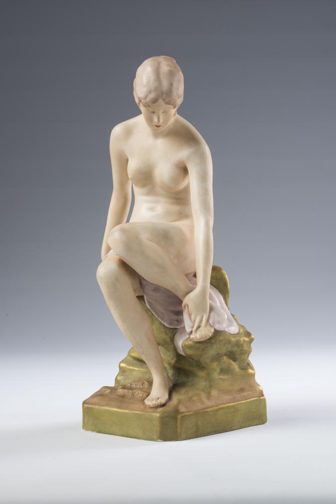 AN ART DECO ROYAL DUX BISQUE PORCELAIN FIGURE Image