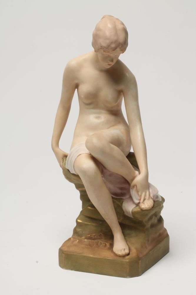 AN ART DECO ROYAL DUX BISQUE PORCELAIN FIGURE Image