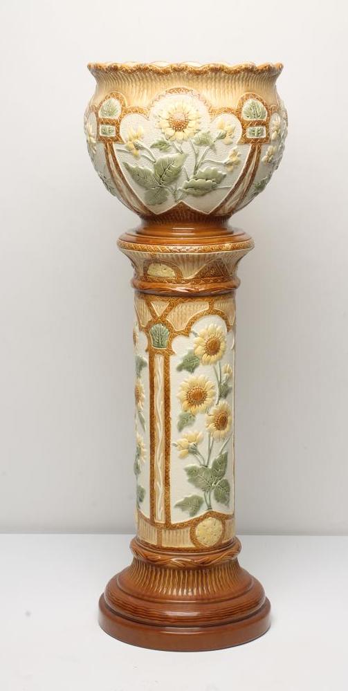A BURMANTOFTS "FAIENCE" JARDINIERE AND STAND Image