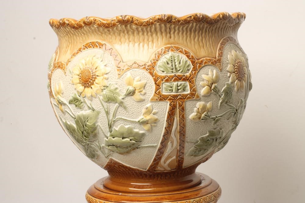 A BURMANTOFTS "FAIENCE" JARDINIERE AND STAND Image