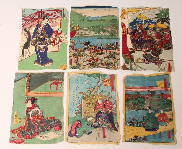 A COLLECTION OF SIX JAPANESE CREPE PAPER PRINTS Image