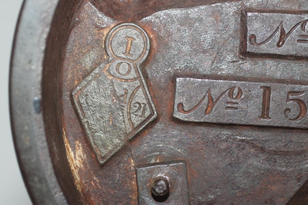 A COALBROOKDALE STYLE CAST IRON FIGURE OF A DEER HOUND in a bronzed finish Image