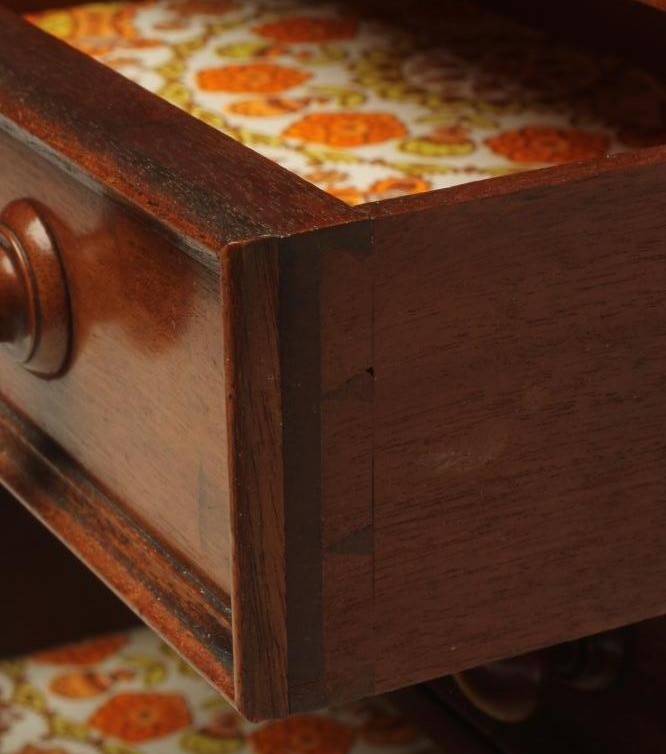 A VICTORIAN MAHOGANY MINIATURE CHEST of rounded oblong form Image