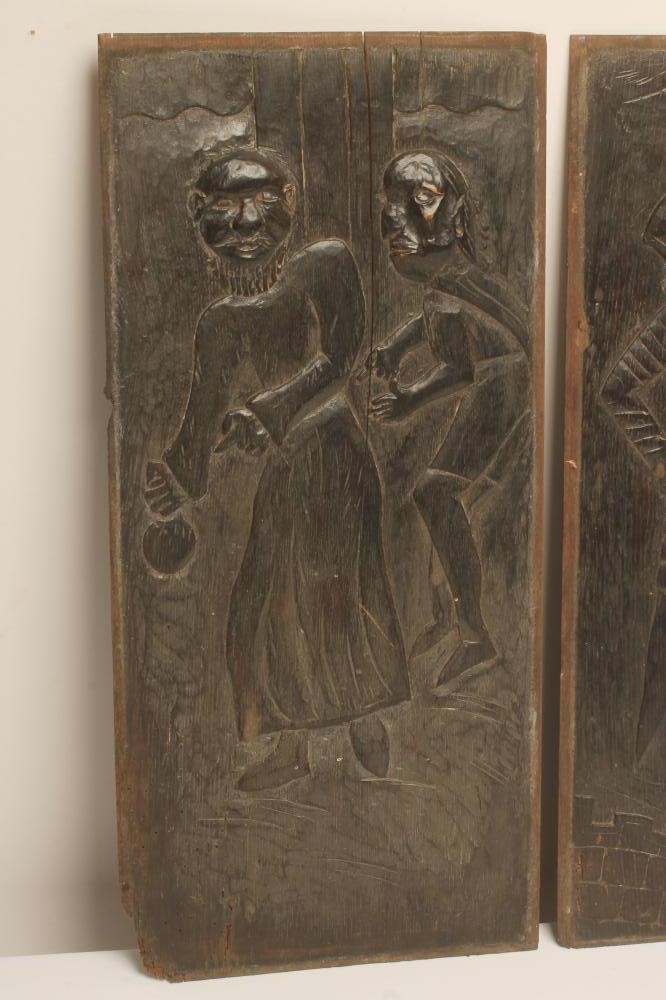 A SET OF FOUR OAK PANELS Image