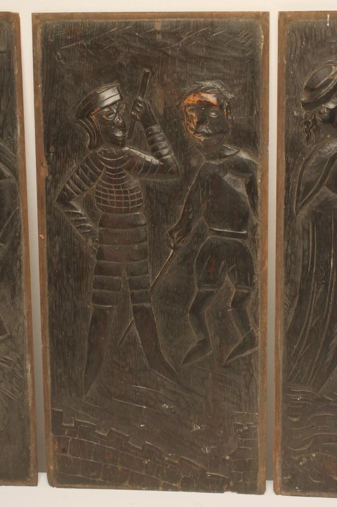 A SET OF FOUR OAK PANELS Image