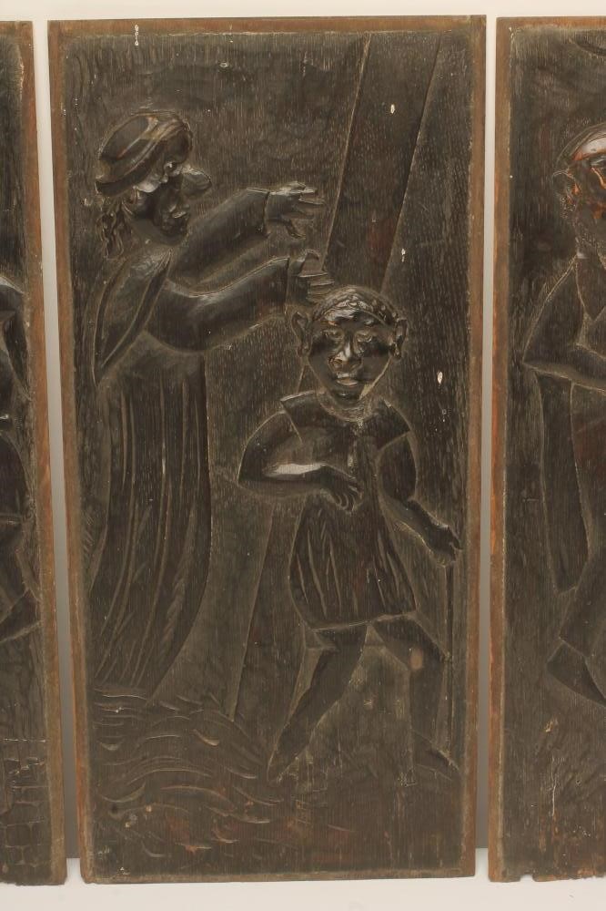 A SET OF FOUR OAK PANELS Image