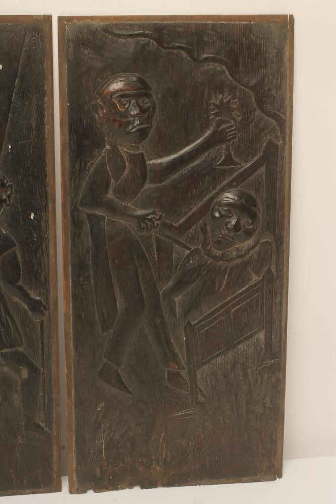 A SET OF FOUR OAK PANELS Image