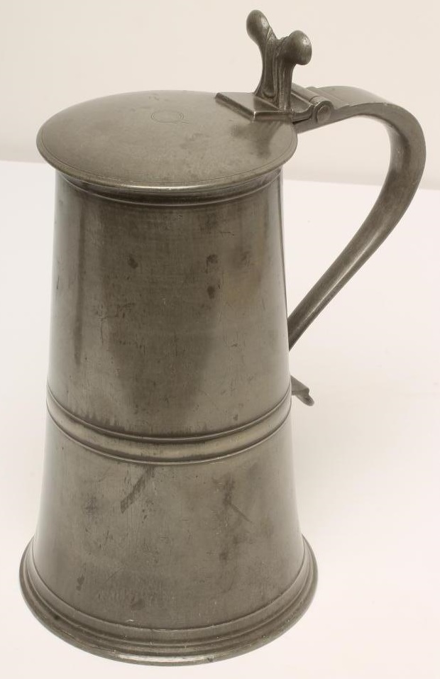 AN EXCEPTIONALLY LARGE EDINBURGH PEWTER FLAGON Image