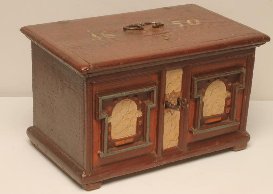 A PAINTED BOARDED STRONG BOX Image