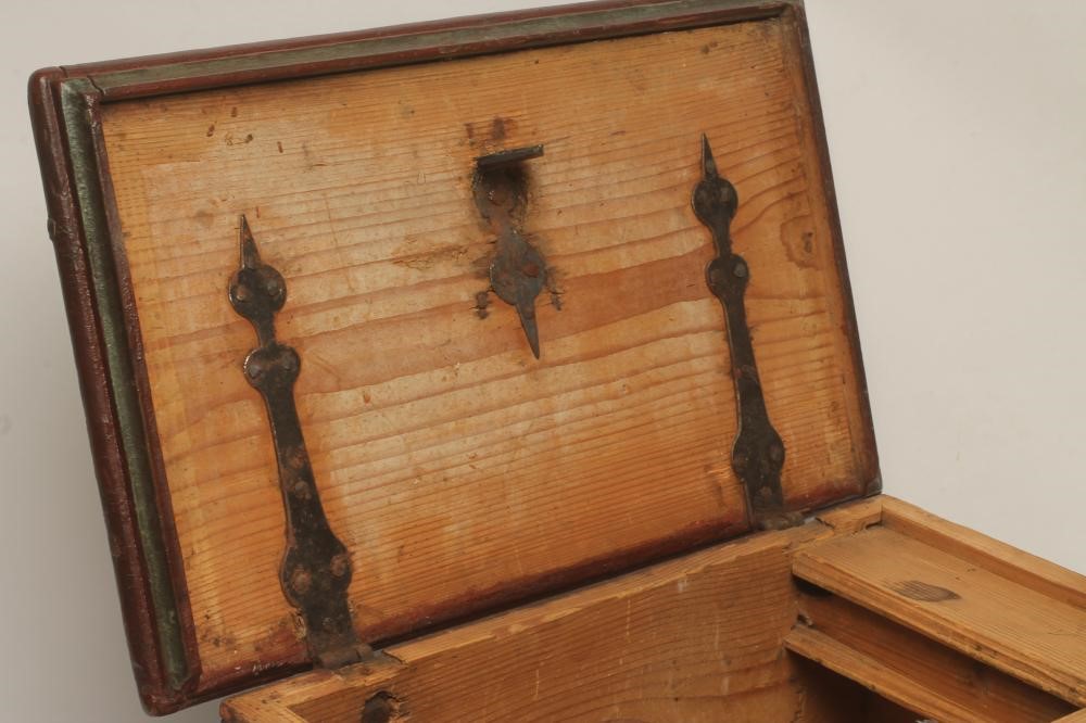 A PAINTED BOARDED STRONG BOX Image