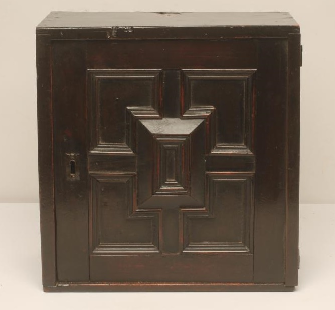 A FRUITWOOD WALL CABINET Image