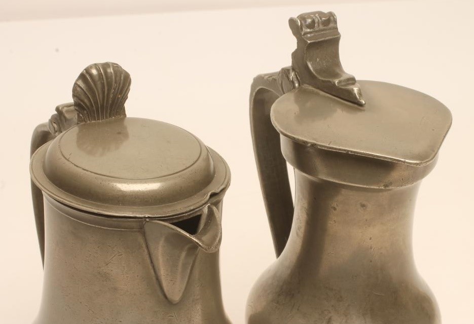 A FRENCH PEWTER WINE JUG Image