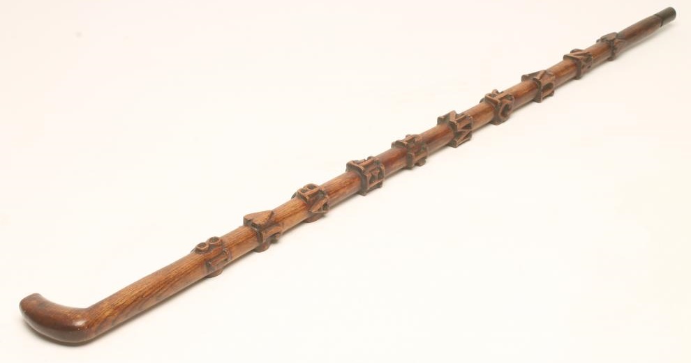 A VICTORIAN CARVED ASH WALKING CANE Image